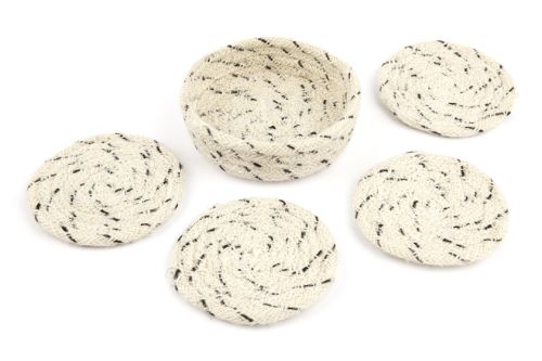 Set of 4 Dove Ivory Eco Friendly 10 cm Round Jute Coasters