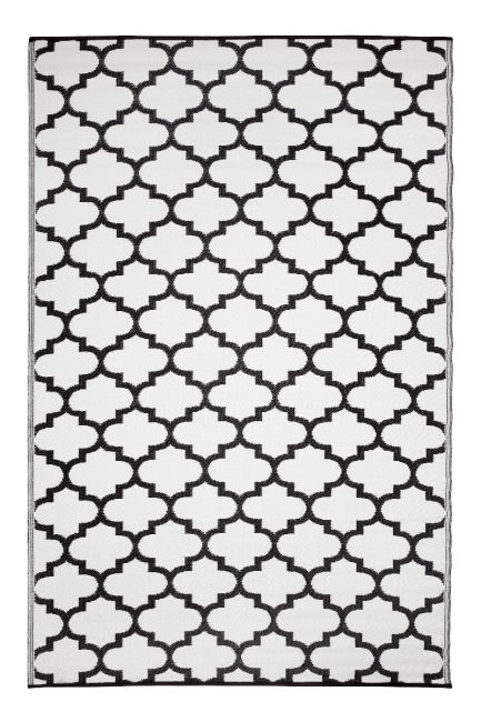 Tangier Black and White trellis Recycled Plastic Large Rug