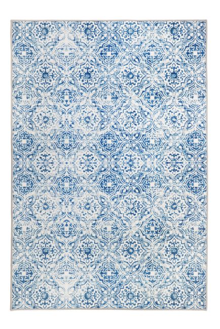 Mozaic Tiles Blue Designer Non Slip Hall Runners Rug