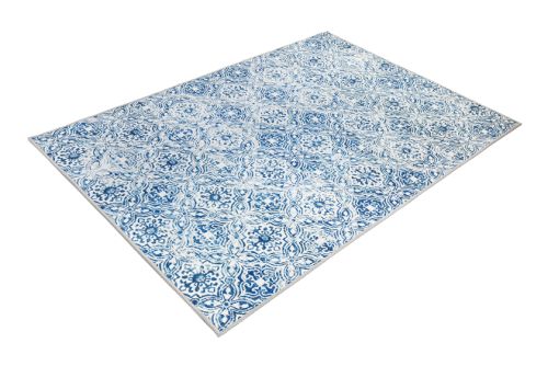 Mozaic Tiles Blue Trellis Distressed Non Slip Rug