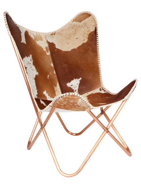 Alexandra Genuine Cow-hide Leather Hairon Butterfly Chair