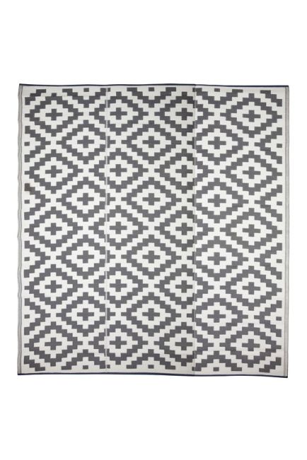 Aztec Grey And White Reversible Outdoor Large Rug