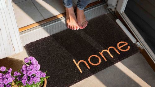 Black Home PVC Backed Coir Doormat
