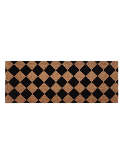 Diamond Pattern Black & Natural PVC Backed Long Doormat