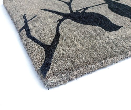 Birds on Branch Grey and Black 100% Coir Doormat