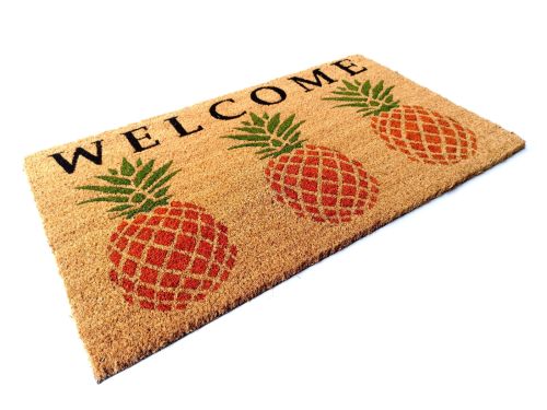 Welcome Pineapple PVC Backed Coir Doormat
