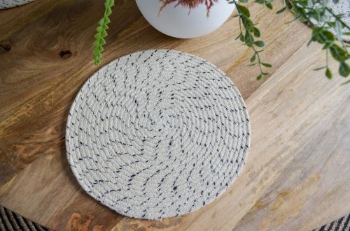 Set Of 4 Dove Ivory Braided 35 cm Jute Round Placemat
