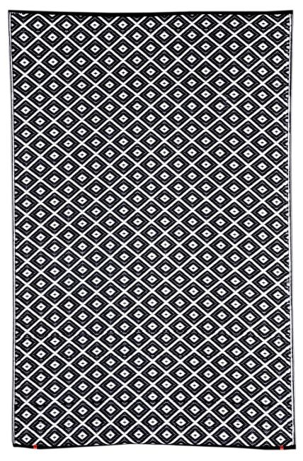Kimberley Black and White Diamond Recycled Plastic Reversible Outdoor Rug