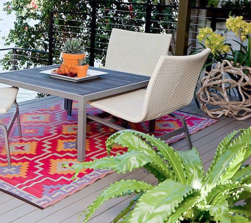 Lhasa Orange and Violet Moroccan Recycled Plastic Area Rug