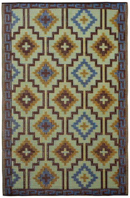 Lhasa Royal Blue and Chocolate Brown Outdoor Rug