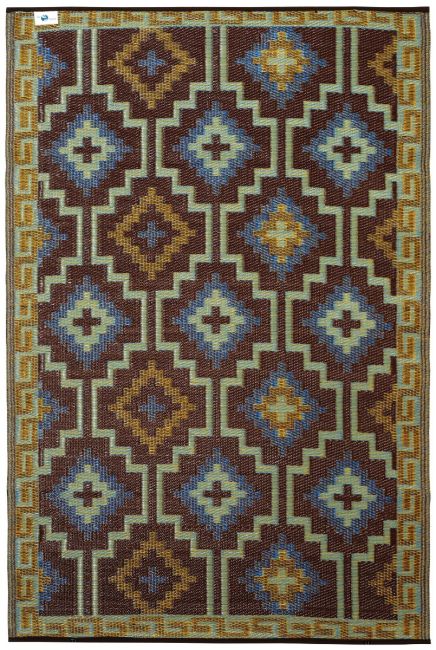 Lhasa Royal Blue and Chocolate Brown Outdoor Rug