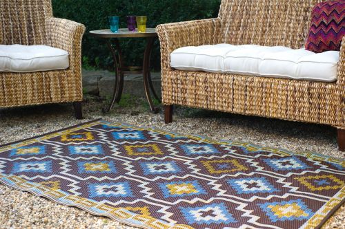 Lhasa Royal Blue and Chocolate Brown Outdoor Area Rug