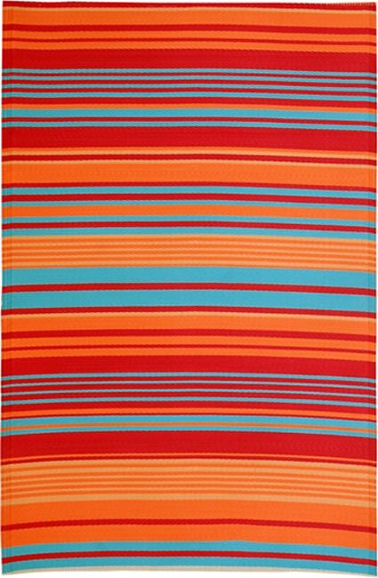 Malibu Multicoloured Striped Recycled Plastic Reversible Outdoor Rug