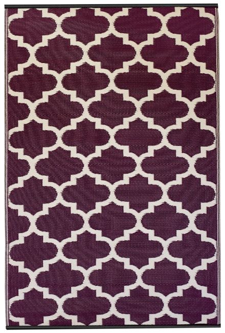 Tangier Plum and White Outdoor Rug