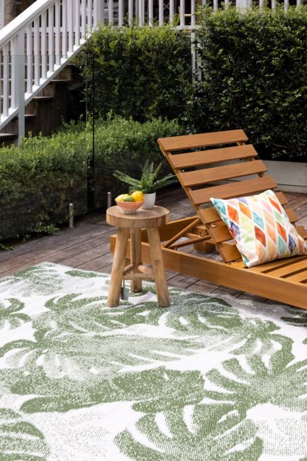 Panama Lime Green Botanical Recycled Plastic Outdoor Rug