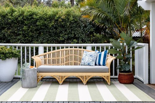Nyoma Lime Striped Outdoor Rug
