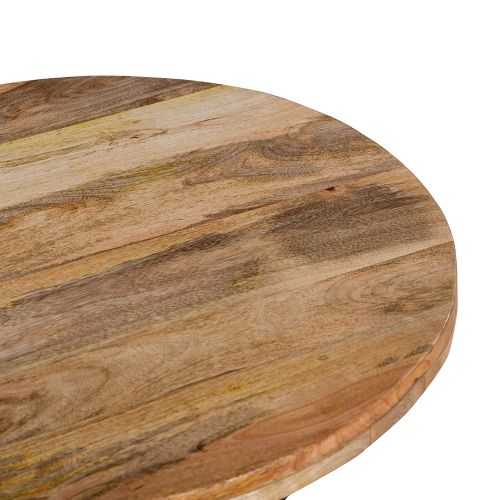 Faye Natural & Black Small Wooden Round Coffee Table