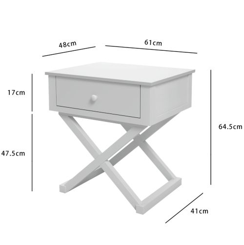 Hakone White Bedside Table with 1 Drawer