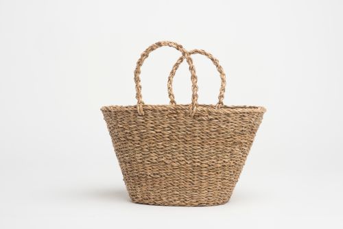 Geneva Handmade Natural Seagrass Shopping or Picnic Basket with Handles