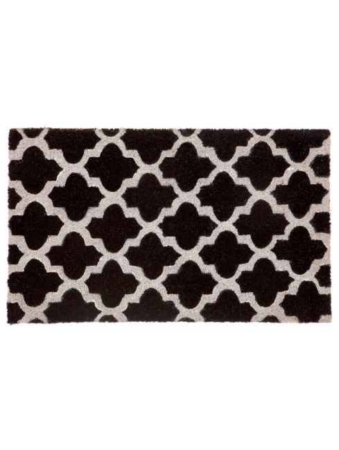 Girih Black and White Trellis PVC backed Coir Doormat