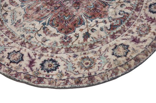 Babylon Multicolour Traditional Distressed Round Rug