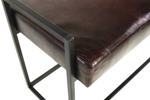 Jal Dark Brown Genuine Leather Seat Bench - 120 CM