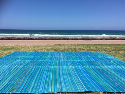 Cancun Aqua Blue Toned Melange Recycled Plastic Large Rug