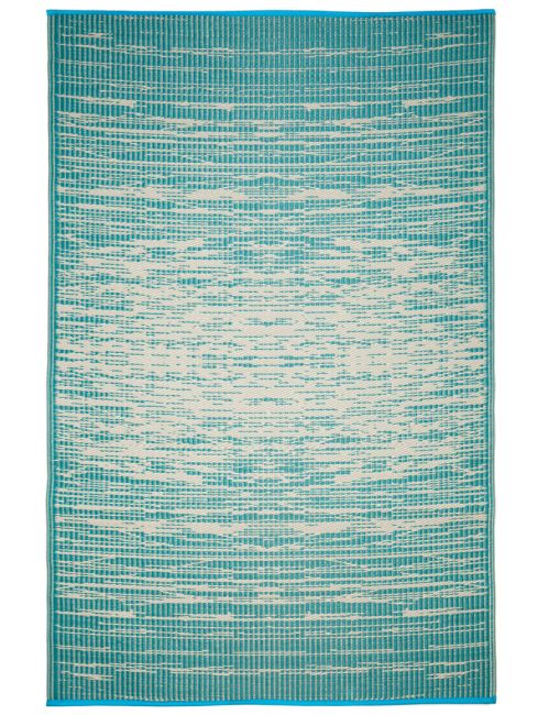 Brooklyn Teal and White Modern Recycled Plastic Reversible Outdoor Rug