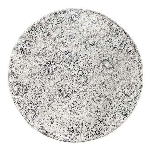 Mozaic Tiles Grey Trellis Distressed Round Non Slip Rug