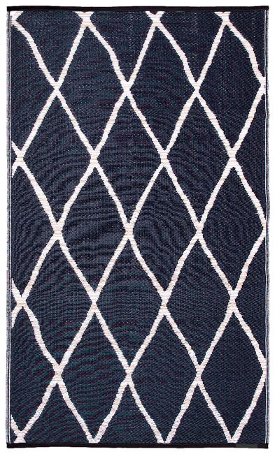 Nairobi Black and Natural Diamond Recycled Plastic Large Outdoor Rug