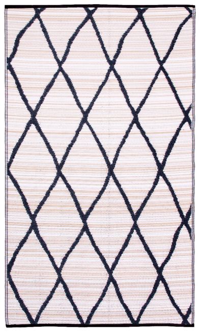 Nairobi Black and Natural Diamond Recycled Plastic Large Outdoor Rug