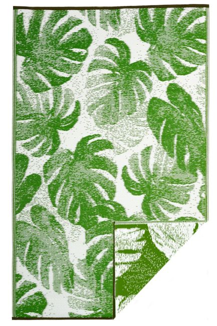 Panama Lime Green Botanical Recycled Plastic Large Outdoor Rug