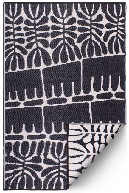 Serowe Black and White Recycled Plastic Outdoor Rug
