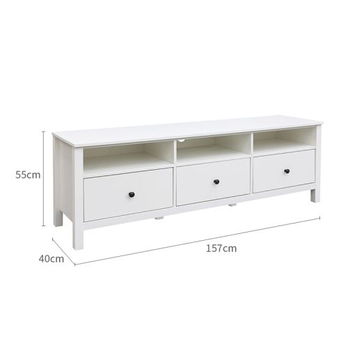 Floriana White 157cm Entertainment TV Unit with 3 Drawers