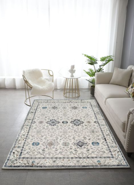 Susa Ivory Multicolour Traditional Distressed Rug