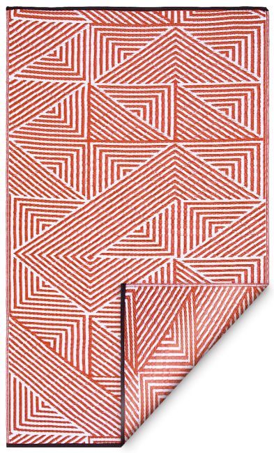 Tokyo Burnt Orange and White Recycled Plastic Outdoor Rug