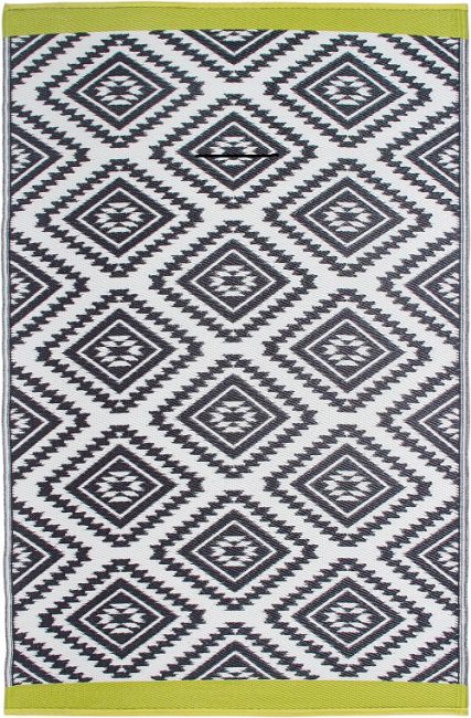 Valencia Grey and White Diamond Recycled Plastic Outdoor Rug