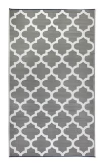 Tangier Grey and White Trellis Recycled Plastic Outdoor Rug