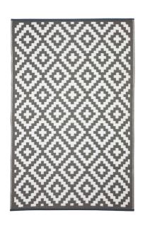 Aztec Grey And White Reversible Recycled Plastic Outdoor Rug