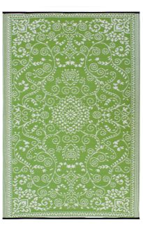 Murano Lime and Cream Traditional Recycled Plastic Reversible Outdoor Rug
