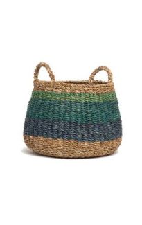 Harlem Handmade Blue Seagrass Storage Basket and Planter with Handles