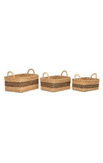 Set Of 3 Palash Handmade Jute & Seagrass Rectangular Storage Basket with Handles