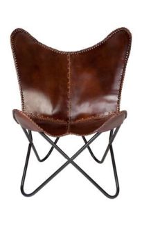 Woodland Genuine Leather Tan Butterfly Chair